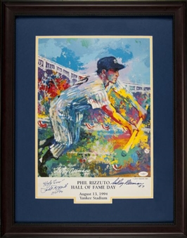 Phil Rizzuto and LeRoy Neiman Dual Signed and Inscribed Poster Matted and Framed